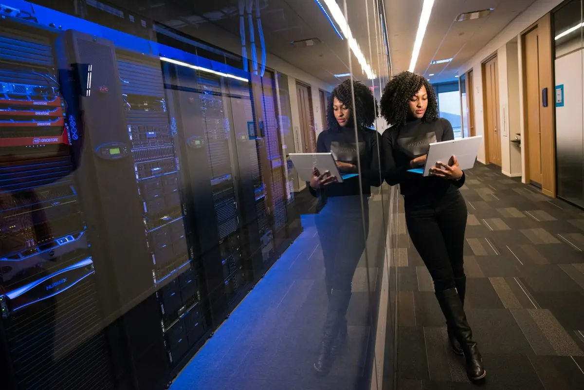 An engineer checking a managed environment in the datacenter